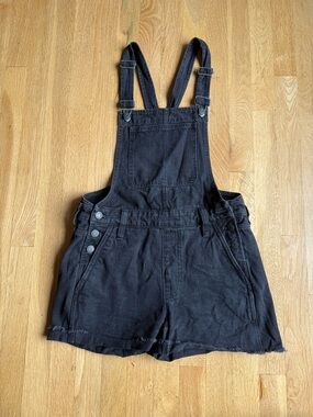Madewell Black Denim Short Overalls